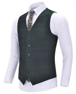 Mäns västar Mens Business Vest Boutique Slim Fit Single-Breasted Cotton Day Wool Plaid Waistcoat For Wedding Formal Groomsmen