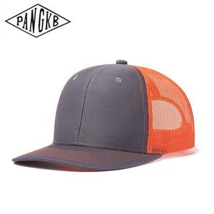 Snapbacks PANGKB Brand Blank Orange Cap high quality solid mesh breathable snapback hat adult outdoor sports trucker cap wholesale custom 0105