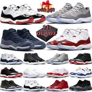 OG Box 11 Retro Cherry Basketball Shoes Men Women Midnight Navy Space Jam Cool Gray 11s Low Black Concord Bred Legend Blue Pure Violet Mens Trainer