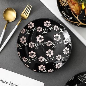 Teller, 20,3 cm, japanischer Stil, handbemaltes Unterglasur-Keramikgeschirr, Restaurant-Dim-Sum-Gerichte, rund, für Mahlzeiten im Haushalt