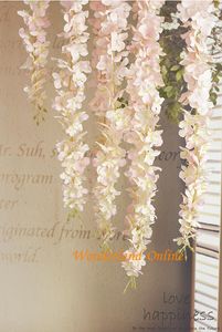 Dekoratif nesneler figürinler 100pcs yapay ortanca wisteria çiçek diy simülasyonu düğün kemeri duvar asılı sepet uzatma olabilir 230104