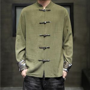 エスニック服の男性チャイニーズスタイルハンフトップタンスーツ太鼓服ジャケットコットンリネンTシャツオリエンタルファッション30466