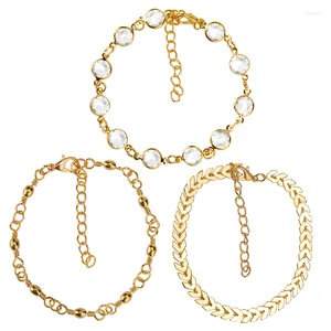 Anklets 36 Pieces/lot Crystal Gold Silver Color Arrow Sequins Beads Chain Ankle Bracelet Set For Women Barefoot Sandals Jewelry