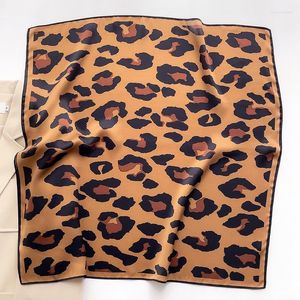 Scarves Leopard Scarf Women Spring Printed Real Silk Wrap Shawl Square Hair Foulard Neckerchief Hijab Pashmina Bandanna