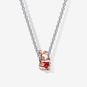 925 Sterling Silver Rabbit Charms Pendant Halsband Fashion Versatile Diy Fit Pandora Chain Pärlor Kvinnor Designer Smyckesgåva