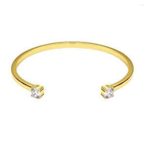 Bangle 18k Real Gold Plated Double Sparkle Cubic Zirconia Cuff Chic Armband för kvinnor