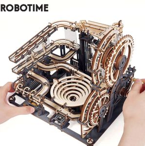 Blocks Robotime Rokr Marble Run Conjunto 5 tipos 3D Puzzle de madeira Diy Modelo Bloco de construção Kits de montagem Gre presente para adolescentes adultos Night City 230105