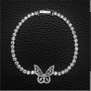 Ins Top Selling Wedding Bracelet Luxury Jewelry 925 Sterling Silver Round Cut White 5A Cubic Zircon CZ Diamond Tennies butterfly Bangle For Lover Gift
