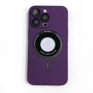 Magnetic Wireless Charging Phone Case With Lens Film Hollow LOGO Hole For iphone 14 Plus 13 12 11 Pro Max Fashion PC Hard Cover Anti Drop Shockproof