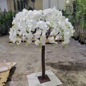 装飾的な花130cm高さの人工ファレエノプシスツリーシミュレーション植物ポットホワイトバタフライオーキッドテーブル飾り結婚式の家のための飾り