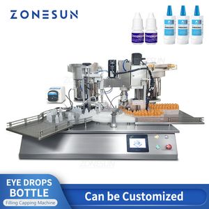 ZONESUN Tappatrice di riempimento da tavolo Confezionatrice automatica rotativa per flaconi di colliri