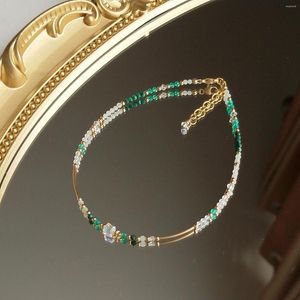 Anklets lii ji anklet jade clear kvartsmonsten malachite green onyx rose 14k guld fylld austia crystal handamde smycken