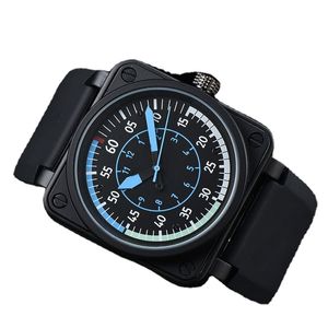 2023 New Wristwatches Men Bell 자동 기계식 시계 갈색 가죽 검은 고무 로스 워치 시계 선물 H1