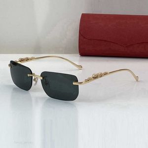 New Carti Sunglasses Designer Womens Mens Fashion Accessory Champagne Gold Mirror Inlaid Leopard Gold Polished Metal Glasses Frame Female good