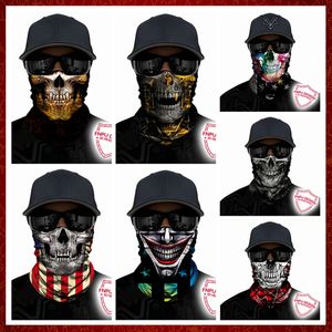 MZZ13 3D Skull Skeleton Balaclava Seamless Motorcycle Neck Face Shield Mask Scarf Bicycle Hunting Outdoor Anti-UV Bandana Headband