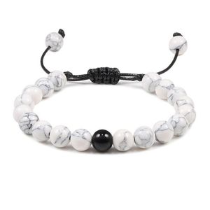 Charm Bracelets Natural Stone Lava Matte White Black Braided Bracelet Adjustable Couples Distance Beaded For Men Women Jewelry Gifts Dhs9A