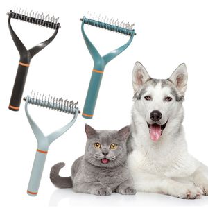 犬のグルーミングツールペットコーム両面ステンレス鋼犬は便利な清潔で耐久性がある