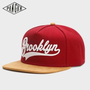 Snapbacks Pangkb Brand Fastball Cap Brooklyn Faux Suede Hip Hop Red Snapback Hat For Men Mulheres adultas Casual Casual Casual Cap Bone 0105