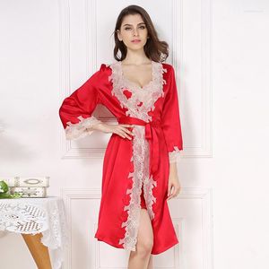 Kvinnors sömnkläder 16 Momme Sexig Pure Silk Robe Gown Set Women Noble Spaghetti Strap Nightdress Långärmkvalitet Elegant