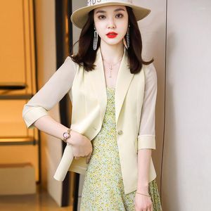 Kvinnors kostymer Fashion Spring Women Blazers Jackor Small Chiffon kostym Jacka Solid Color Long Sleeve Slim Button Lady Basic Q75