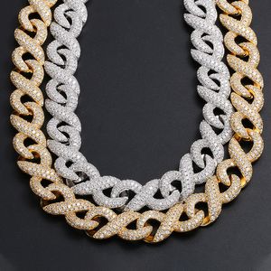 Charming Men Women Chains 15mm 16-24inch Gold Silver Colors Bling CZ Number 8 Chain Necklace Fashion Jewelry Nice Gift
