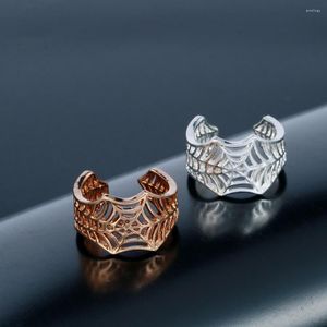 Wedding Rings LUTAKU Resizable Spiderweb Ring Vintage Open Hollow Out Spider Web For Women Gift Steampunk Accessories