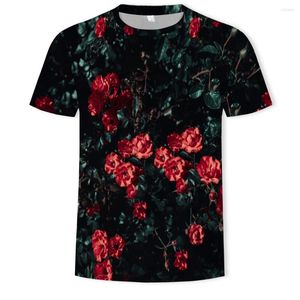 Men's T Shirts Tulip Rose Flower Shirt Mens Streetwear Summer 3D Print Men Fashion Harajuku T-shirt Funny Hip-hop Casual Tops S-6XL