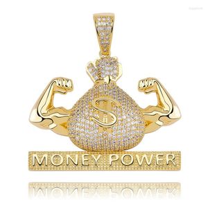 Pendanthalsband 1 mode Iced Out US Dollar Money Power Necklace Free Cuban Chain Cubic Zircon Men's Hip Hop Rock Jewelry