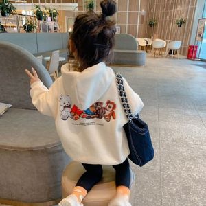 Pullover Girls 'Autumn and Winter Clothes Children's Fleece fodrade tröja Huva Baby Girl T Shirt Thicked Kids' Tops 230105