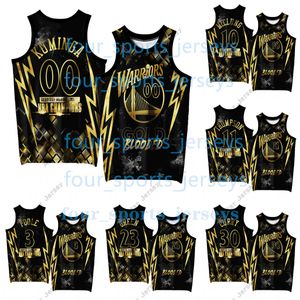 Jerseys de basquete Custom Printing Basketball Black 2022 Programa de ouro Campeões exclusivos Stephen Curry Klay Thompson Andrew Wiggins Draymond Green Poole