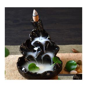 Sachet Bags Creative Smoke Backflow Incense Cones Or Ceramic Tiantan Ornament Burner Black Glaze Censers Drop Delivery Home Garden D Dhaw8