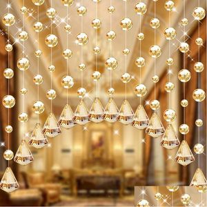 Curtain Drapes 1Pcs Glass Crystal Bead Panel Hanging Creative String For Living Room Bedroom Window Door Ornaments Drop Delivery H Dhum2