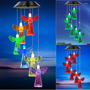 Jewelry Pouches Solar Hummingbird Butterfly Angel Wind Chimes Color Changing Lights Christmas Gifts For Mom Grandma Women Wife Yard Decor