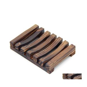 Soap Dishes Wood Dish Box Rack Wooden Charcoal Soaps Holder Tray Bathroom Shower Storage Support Plate Stand Customizable Vt0311 Dro Dhbaz