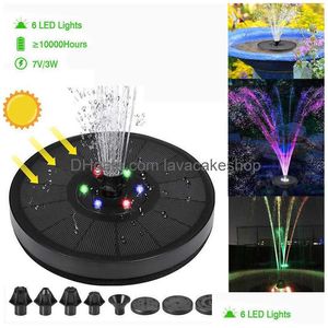 Dekoracje ogrodowe 7V/3W Solar Water Fountain Pomp Colorf LED LED LED FLATHING BASTES POT POND LAWKA