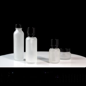 Förpackningsflaskor Frostat glas tom grädde burk sprayer kosmetisk behållare