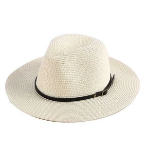Cappelli a tesa avara Simple Summer unisex Ribbon sun casual vacation Panama Topper paglia donna Beach jazz uomo cappelli pieghevole Chapeau 0103