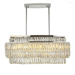 Lampadari Rettangolo moderno Lampadario di cristallo Living Luci a LED AC110V 220V Lustre Cristal Dining Plafond Verlichting