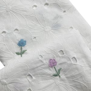 Clothing Fabric Soft White Cotton Floral Embroidery Eyelet Lace For Dress By The Meter