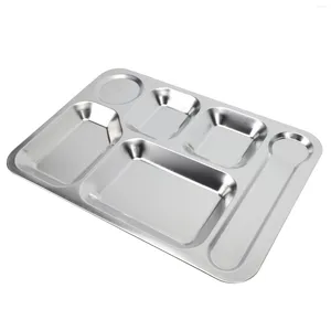 Plates Plate Divided Platestray Dinner Serving Stainless Metal Steel Portion Dish Compartment Control Kids Sections Appetizer Lunch