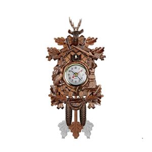 Zegary ścienne Vintage Home Dekoracyjne ptaki zegar wiszący drewniany kukułka salon pendum rzemieślniczy sztuka do domu upuszczenie Dekorowanie ogrodowe Dhuln