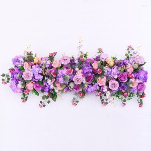 Fiori decorativi Rosa Gydragea Fila di fiori artificiali per la decorazione di nozze fai da te Piattaforma ad arco Stazione T Sfondo di Natale Muro di fiori