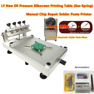 Silkscreen Printing Machine Upgrad Oil Pressure Red Glue Printer 28x40CM Chip Repair Solder Paste Printer with the Solder Mixer