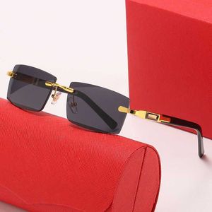 Mens Sunglasses Designer Woman Square Frameless Carti Buffalo Horn Glasses 2022 Fashion Eyewear Accessories Ornamental Wooden Adumbral Multi good