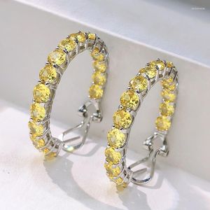 Stud Earrings S925 Sterling Silver Inlaid 4.0 High Carbon Diamond Yellow Simple Ear Button Fashionable Versatile Female