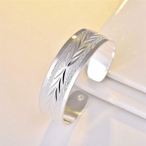 Bangle koppararmband för kvinnor läder dekoration silver smycken pläterad justerbar öppen manschett kvinnlig bredd tunna två typer