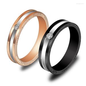 Wedding Rings Fashion For Women Stainless Steel Rose Gold Color Crystal Zircon Stone Fine Men Jewelry True Love Valentine's Day
