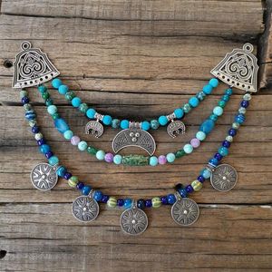 Pendant Necklaces 1pcs Green Blue Viking Beads Jewelry Clothes Moon Kette Tribal Ethnic Unique Gift For You