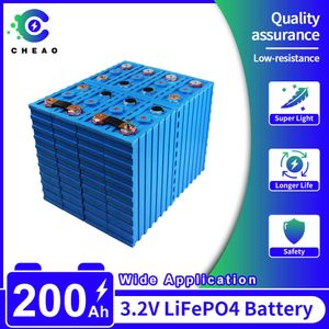 16PCS 3.2V Lifepo4 Battery 200Ah Rechargeable Household Batteries Pack for DIY 12V 24V 48V Golf Cart Vans Solar US EU TAX FREE