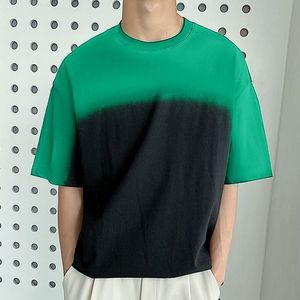 メンズTシャツメンズシャツネクタイダイグラデートサマーオネック半袖ルーズ韓国スタイルの衣服